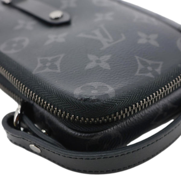 LOUIS VUITTON Double Phone Pouch Reverse Eclipse Monogram Canvas Crossbody Bag Black