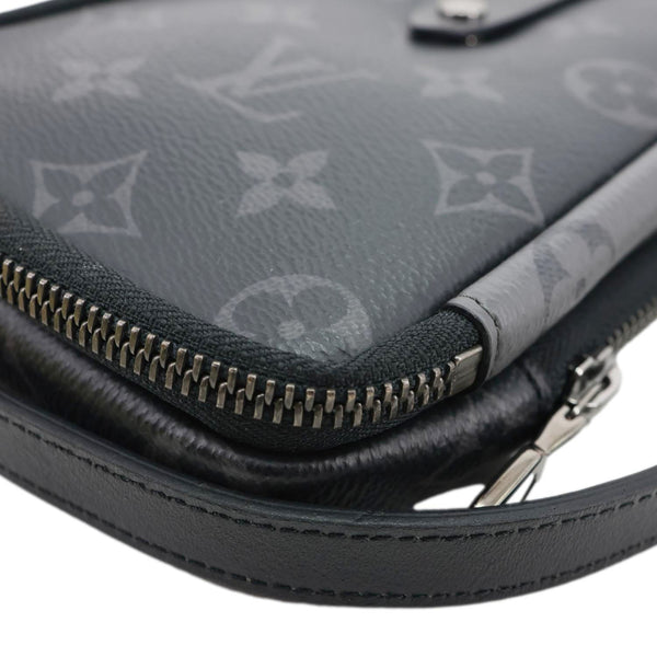 LOUIS VUITTON Double Phone Pouch Reverse Eclipse Monogram Canvas Crossbody Bag Black