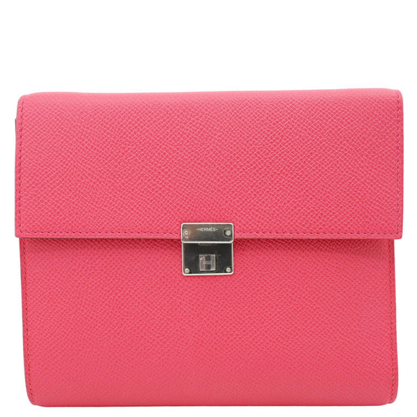 HERMES Clic 16 Epsom Leather Wallet on Strap Crossbody Bag Pink