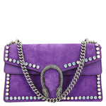 GUCCI Dionysus Small Crystal Embellished Suede Shoulder Bag Purple 400249