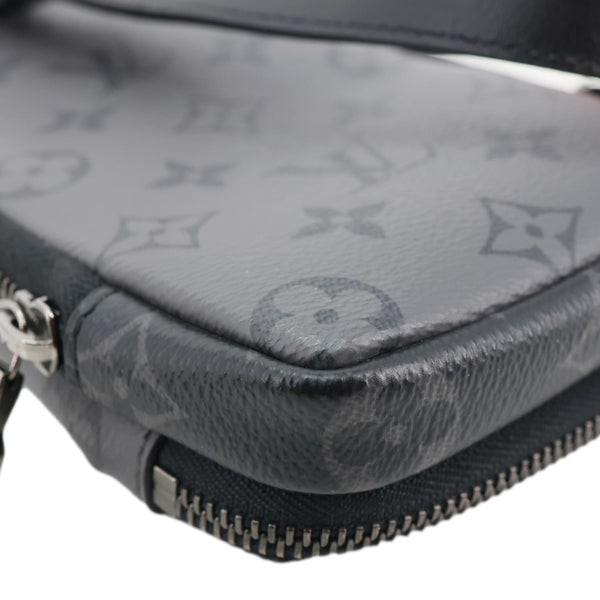 LOUIS VUITTON Double Phone Pouch Reverse Eclipse Monogram Canvas Crossbody Bag Black