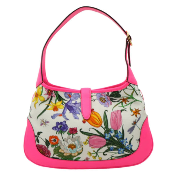 GUCCI Flora Jackie Medium Canvas Hobo Bag Pink 550152