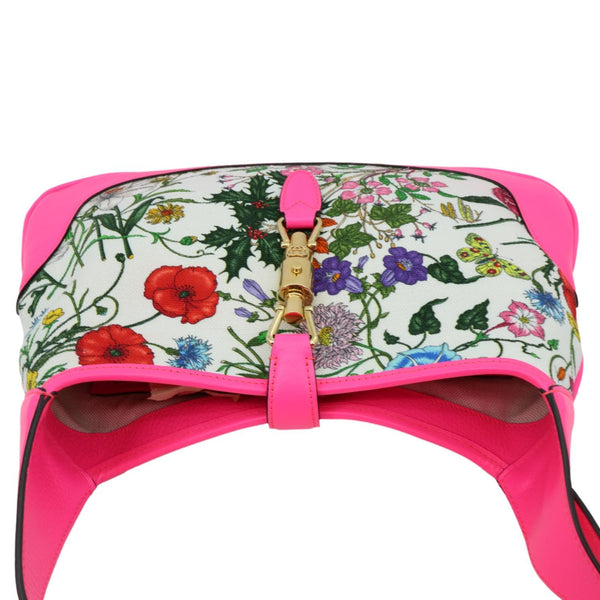 GUCCI Flora Jackie Medium Canvas Hobo Bag Pink 550152