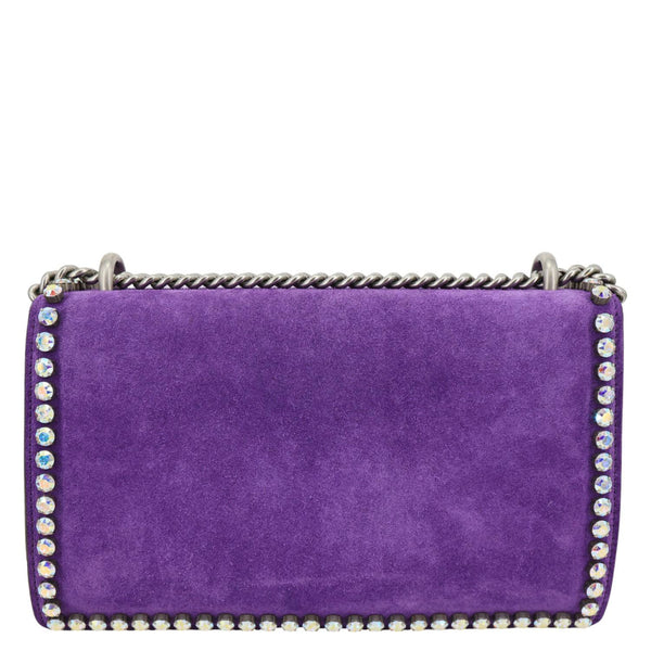 GUCCI Dionysus Small Crystal Embellished Suede Shoulder Bag Purple 400249