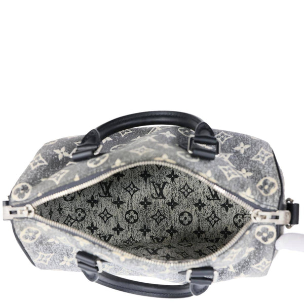 LOUIS VUITTON Speedy 25 Bandouliere Monogram Jacquard Denim Shoulder Bag Grey