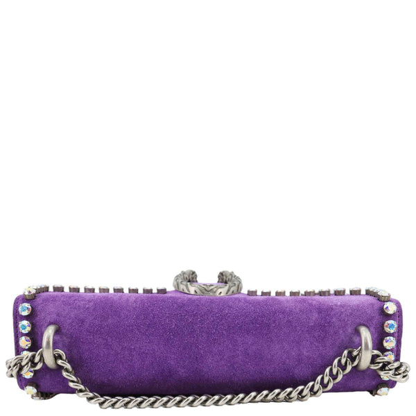 GUCCI Dionysus Small Crystal Embellished Suede Shoulder Bag Purple 400249