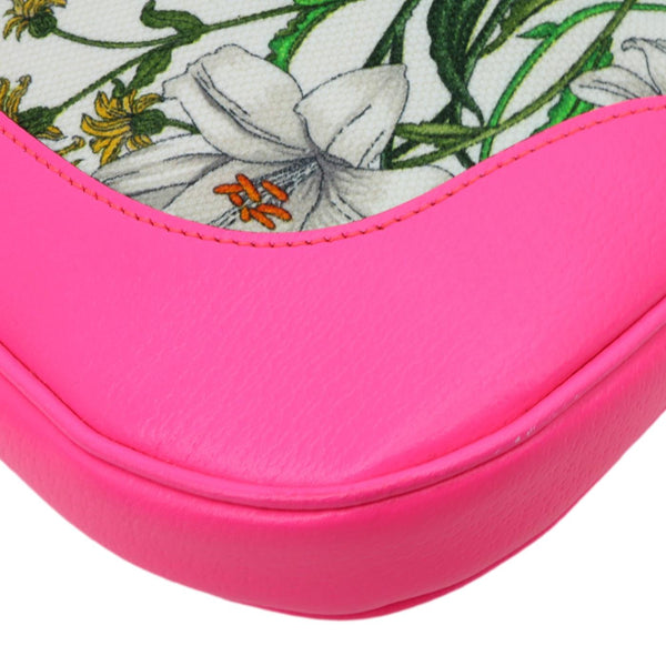 GUCCI Flora Jackie Medium Canvas Hobo Bag Pink 550152