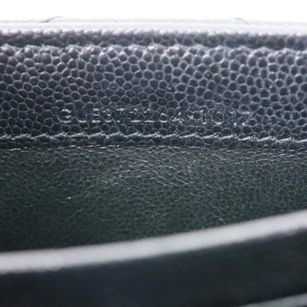 YVES SAINT LAURENT Cassandre Flap Chevron Grain de Poudre Wallet Black