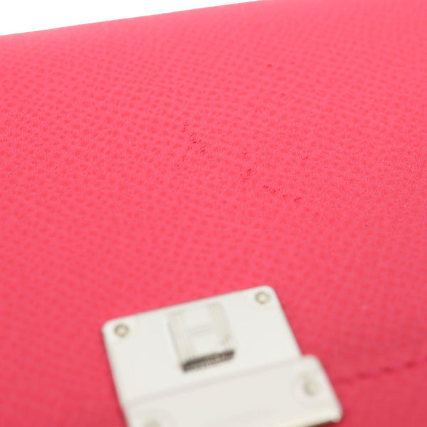 HERMES Clic 16 Epsom Leather Wallet on Strap Crossbody Bag Pink