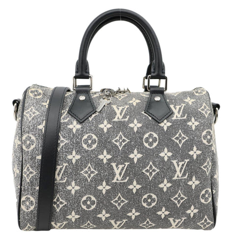LOUIS VUITTON Speedy 25 Bandouliere Monogram Jacquard Denim Shoulder Bag Grey