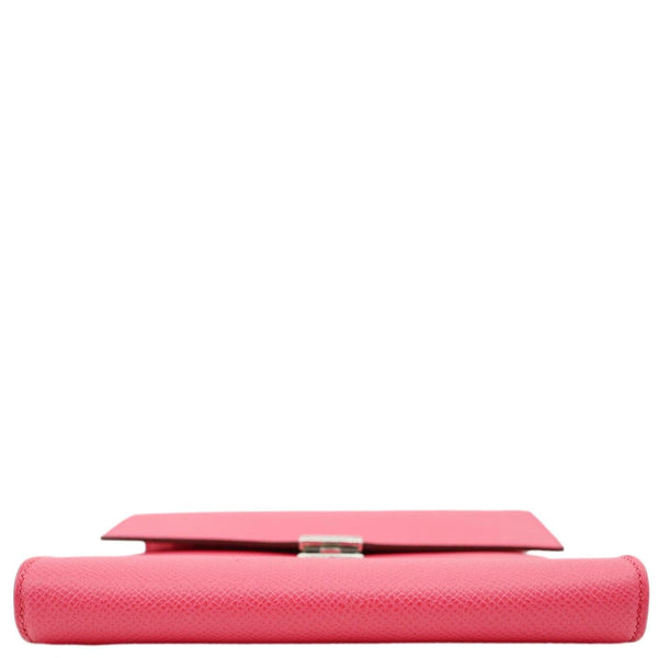 HERMES Clic 16 Epsom Leather Wallet on Strap Crossbody Bag Pink
