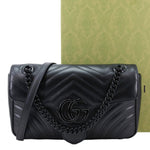 GUCCI GG Marmont Small Matelasse Leather Crossbody Bag Black 443497