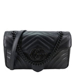 GUCCI GG Marmont Small Matelasse Leather Crossbody Bag Black 443497