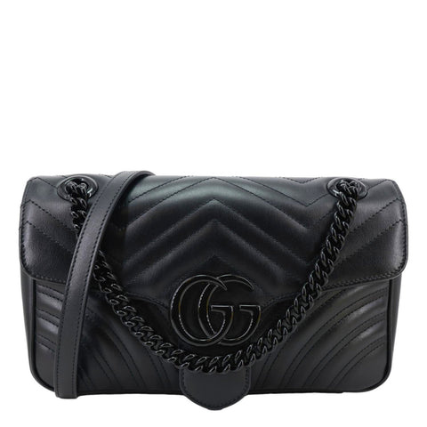 GUCCI GG Marmont Small Matelasse Leather Crossbody Bag Black 443497