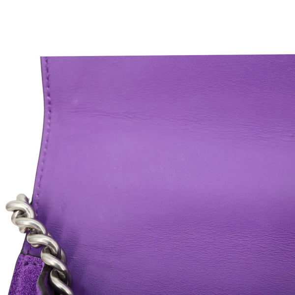 GUCCI Dionysus Small Crystal Embellished Suede Shoulder Bag Purple 400249