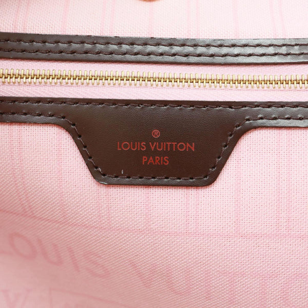 LOUIS VUITTON Neverfull MM Damier Ebene Tote Bag Brown
