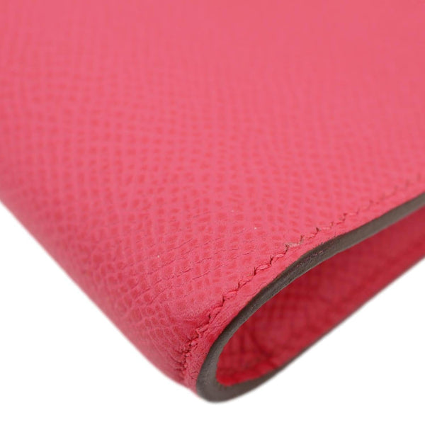 HERMES Clic 16 Epsom Leather Wallet on Strap Crossbody Bag Pink