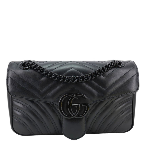 GUCCI GG Marmont Small Matelasse Leather Crossbody Bag Black 443497