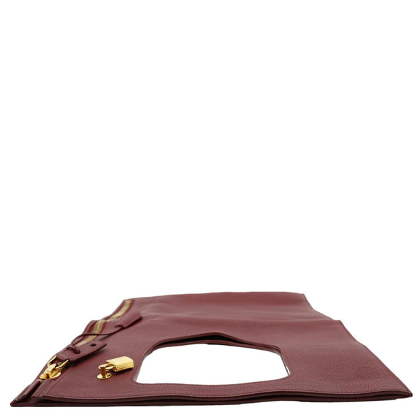 TOM FORD Alix Padlock Zip Fold-over Leather Tote Bag Burgundy