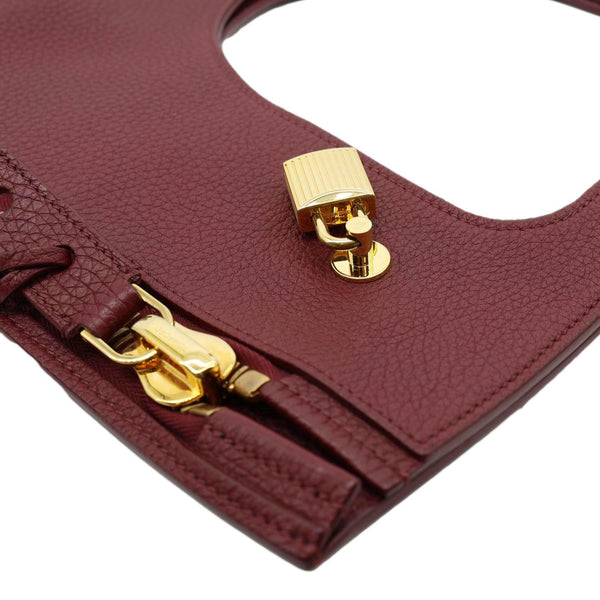 TOM FORD Alix Padlock Zip Fold-over Leather Tote Bag Burgundy