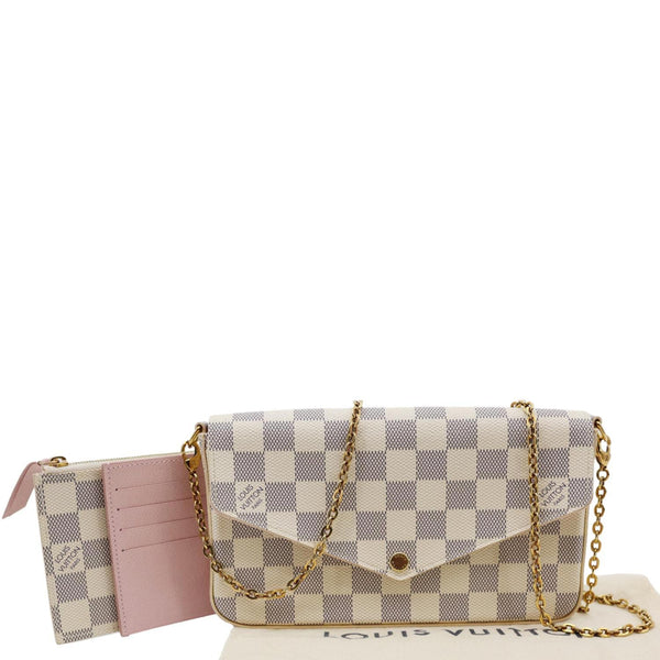 LOUIS VUITTON Felicie Pochette Damier Azur Crossbody Bag Rose Ballerine
