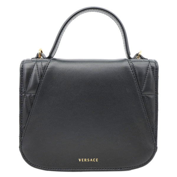 VERSACE Virtus Leather Top Handle Shoulder Bag Black