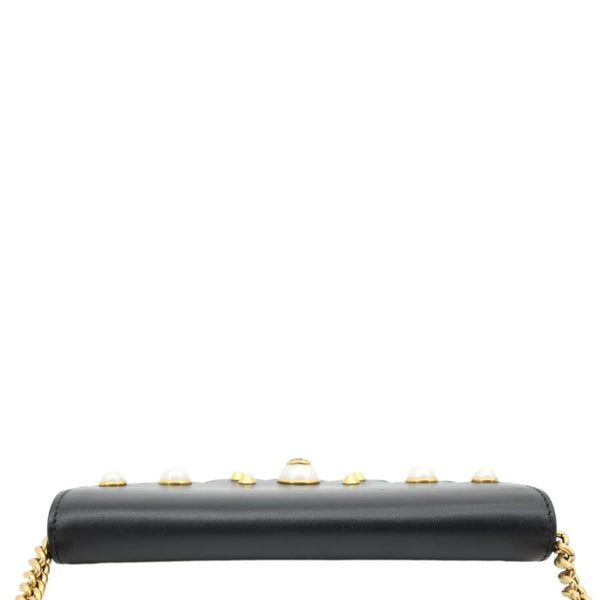 GUCCI Peony Pearly Mini GG Supreme Canvas Wallet on Chain Beige 431478