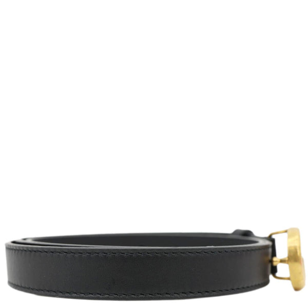 GUCCI Slim Double G buckle Smooth Leather Belt Size 95/38 Black 409417