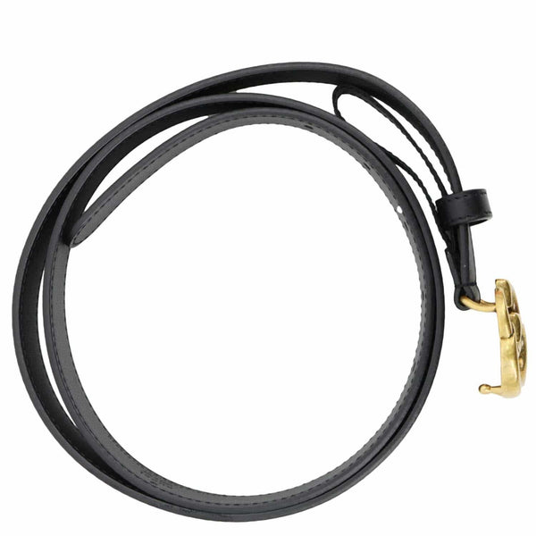 GUCCI Slim Double G buckle Smooth Leather Belt Size 95/38 Black 409417