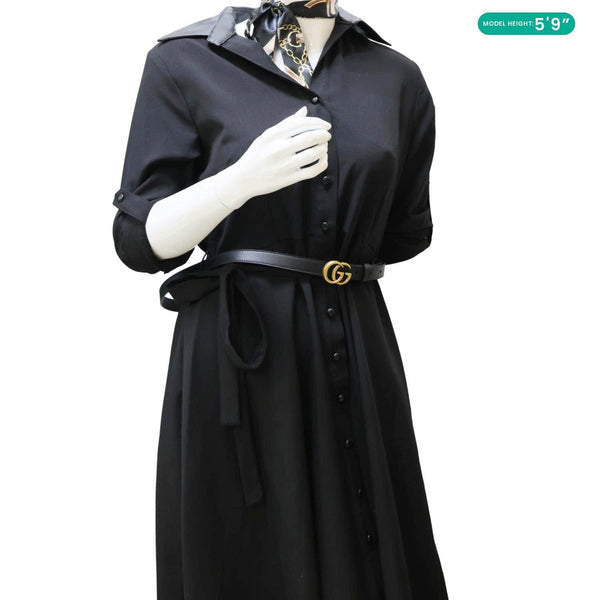 GUCCI Slim Double G buckle Smooth Leather Belt Size 95/38 Black 409417