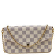 LOUIS VUITTON Felicie Pochette Rose Ballerine Damier Azur Crossbody Bag 