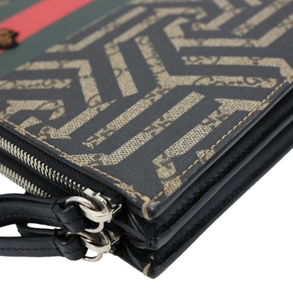 GUCCI Caleido Bee GG Supreme Web Canvas Clutch Crossbody Bag Black 450358