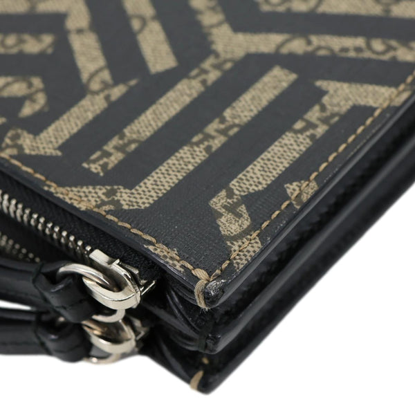 GUCCI Caleido Bee GG Supreme Web Canvas Clutch Crossbody Bag Black 450358