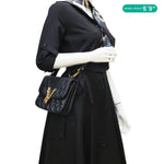 VERSACE Virtus Leather Top Handle Shoulder Bag Black