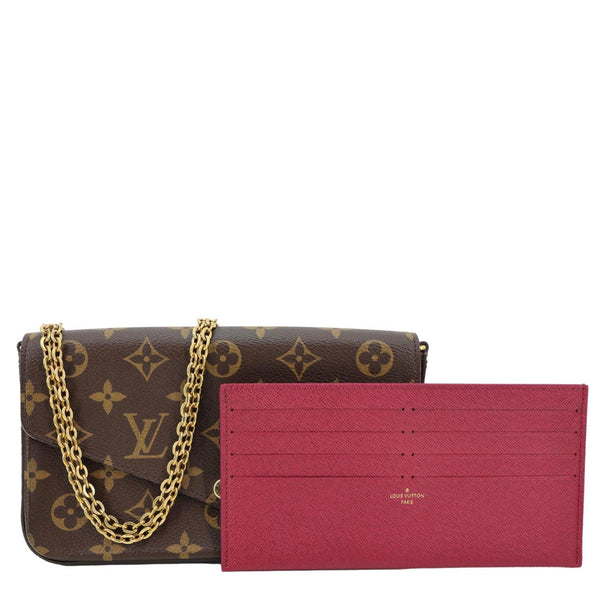 LOUIS VUITTON Felicie Pochette Monogram Canvas Crossbody Bag Brown