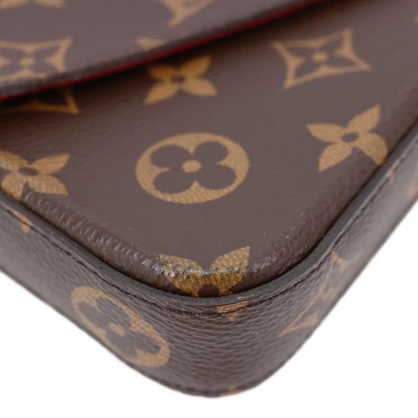 LOUIS VUITTON Felicie Pochette Monogram Canvas Crossbody Bag Brown