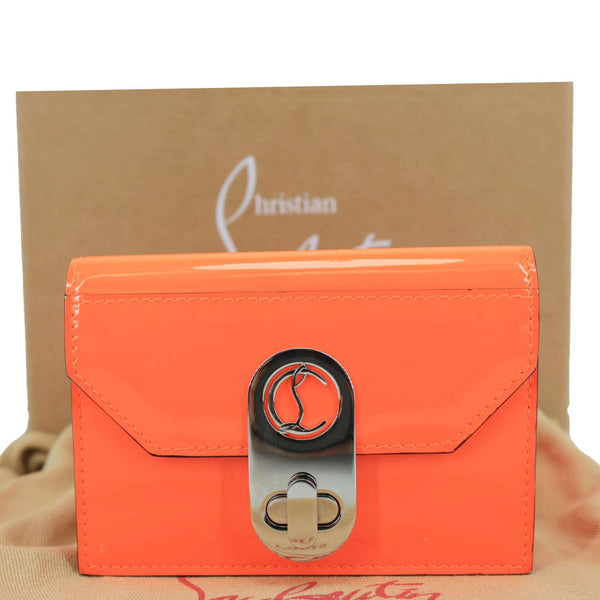 CHRISTIAN LOUBOUTIN Mini Elisa Patent Leather Card Holder Orange