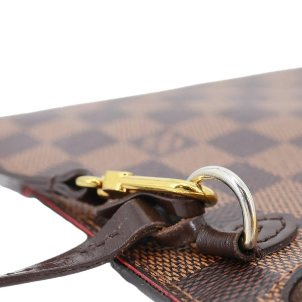LOUIS VUITTON Neverfull Damier Ebene Pochette Wristlet Brown