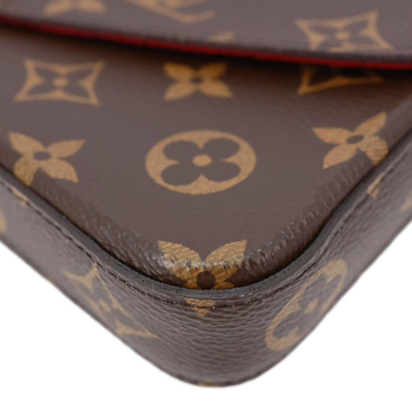 LOUIS VUITTON Felicie Pochette Monogram Canvas Crossbody Bag Brown