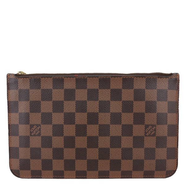 LOUIS VUITTON Neverfull Damier Ebene Pochette Wristlet Brown