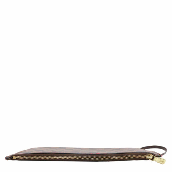 LOUIS VUITTON Neverfull Damier Ebene Pochette Wristlet Brown