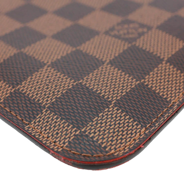 LOUIS VUITTON Neverfull Damier Ebene Pochette Wristlet Brown