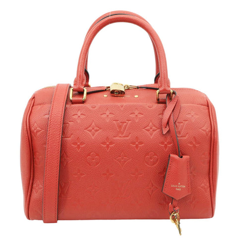 LOUIS VUITTON Speedy 25 Bandouliere Monogram Empreinte Leather Crossbody Bag Red