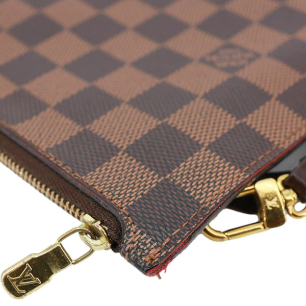 LOUIS VUITTON Neverfull Damier Ebene Pochette Wristlet Brown