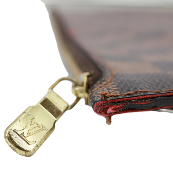 LOUIS VUITTON Neverfull Damier Ebene Pochette Wristlet Brown