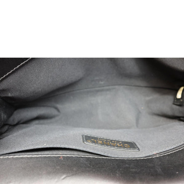 CHANEL Boy Old Medium Braided Chevron Cording Leather Crossbody Bag Navy Blue