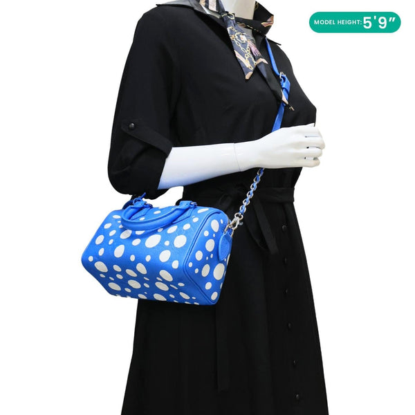 LOUIS VUITTON x Yayoi Kusama Speedy 20 Bandouliere Empreinte Infinity Dots Crossbody Bag Blue