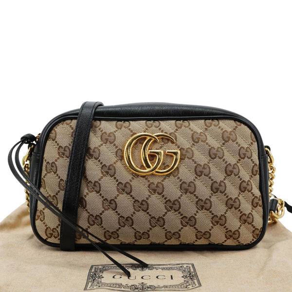 GUCCI Marmont Small Monogram Canvas Crossbody Camera Bag Beige 447632