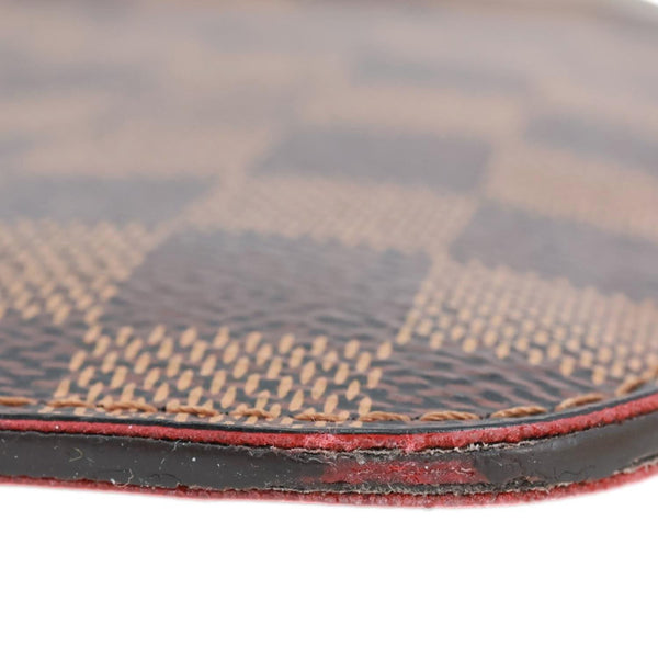 LOUIS VUITTON Neverfull Damier Ebene Pochette Wristlet Brown