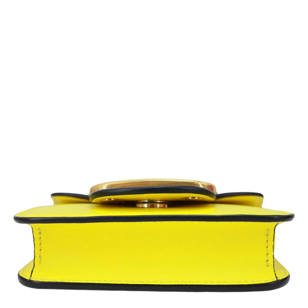 VALENTINO Garavani Loco V Logo Calfskin Leather Shoulder Bag Yellow